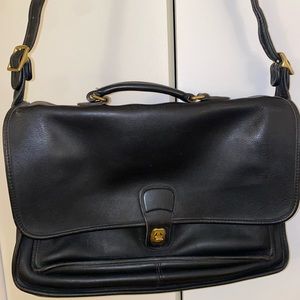 Coach Vintage Black Smooth Leather Metropolitan Briefcase Satchel.